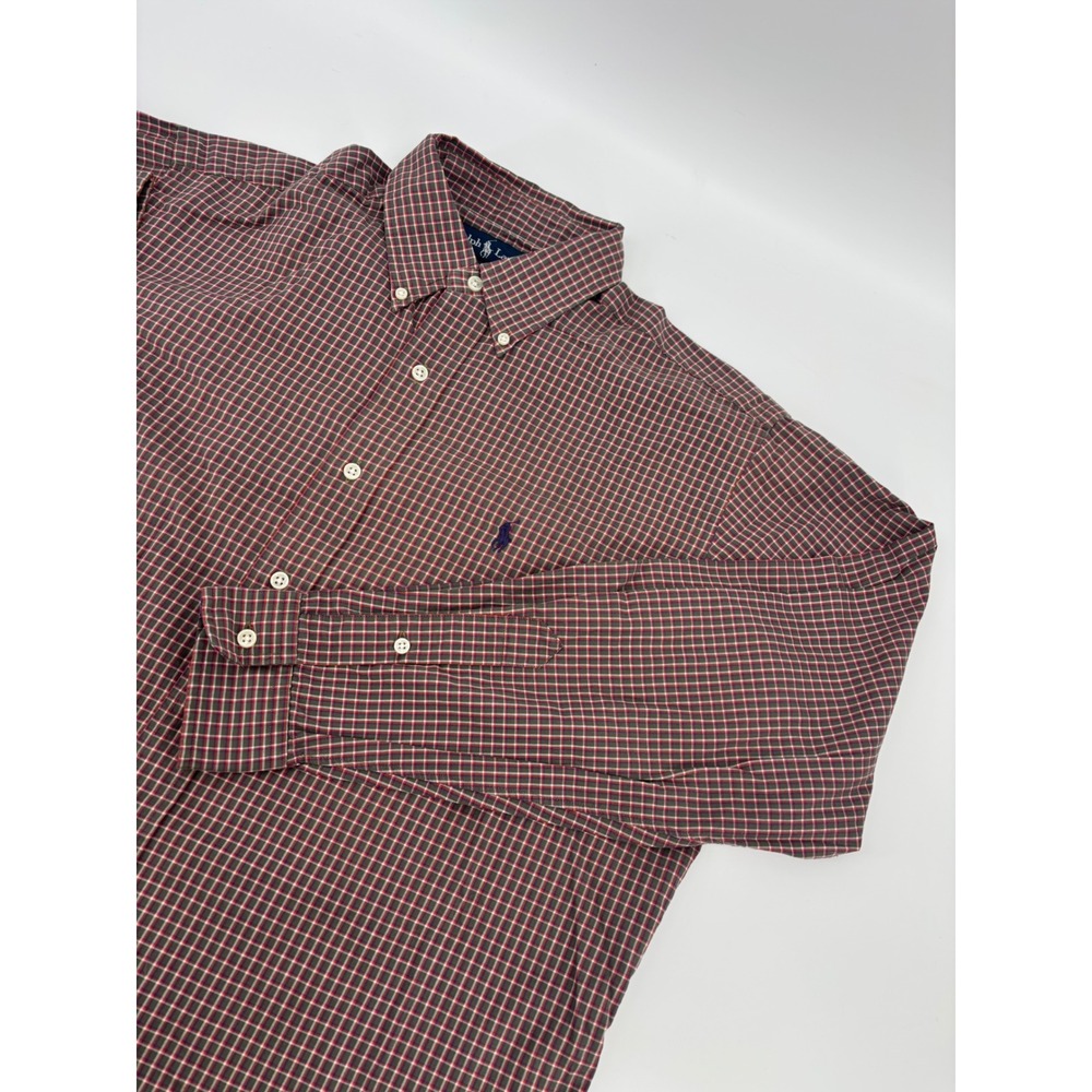 Polo Ralph Lauren Mens Classic Fit Plaid Button Down Shirt Green Red Size M